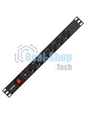 Блок розеток горизонтальный ExeGate ServerPro PDU-19H605 Al-6S-C14-SW-O, 19