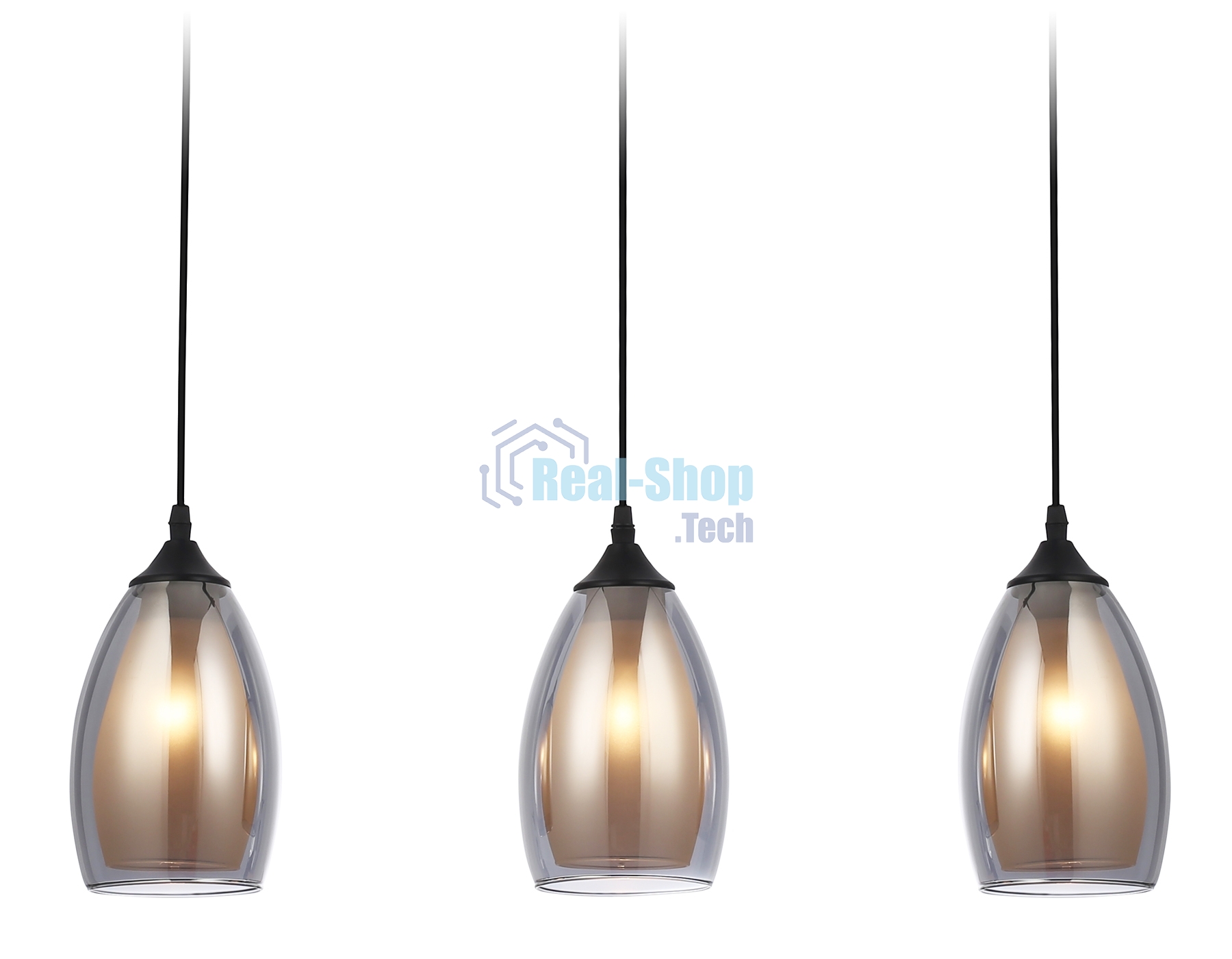 Светильник Ambrella light TR3537/3 BK/SM/FR черный/дымчатый/белый матовый E27/3 max 40W 640*120*820
