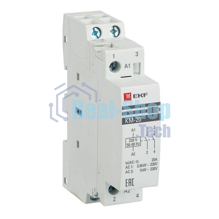 Контактор модульный КМ 20А 2NО (1 мод.) EKF km-1-20-20