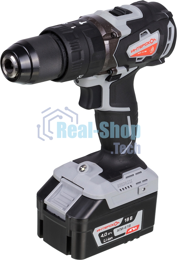 Дрель-шуруповерт аккумуляторная ИНТЕРСКОЛ ДАУ-13/18В, Аккумуляторный, 18В, Ударный, Кейс