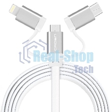 Кабель Crown USB - microUSB/USB Type-C/Lightning CMCU-3182 белый