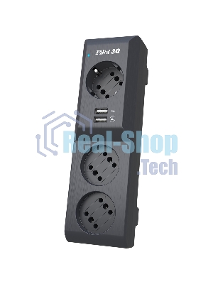 Сетевой фильтр Surge protector Pilot 3G 3xGP euro outlets, 10А/2.2 кВа, 2xUSB, 3m, черный