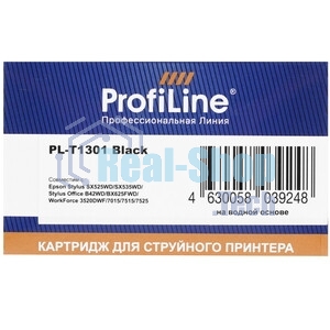 Картридж струйный ProfiLine PL-T1301 для принтеров Epson Stylus SX525WD/SX535WD/SX620/Office B42WD/BX525/BX535/BX625FWD/BX635FWD/BX925/BX935/WorkForce 525/630/3010/3520DWF/3530/3540/7015/7515/7525 с чернилами Black 25,4 мл