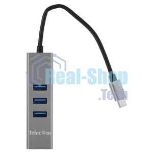 Переходник Telecom USB 3.1 Type-C -->RJ-45 1000Mbps +3 USB3.0, Aluminum Shell, 0.2м Telecom TA311C
