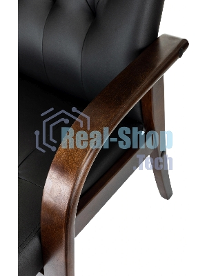 Кресло офисное Бюрократ T-9928WALNUT-CF черный, кожа, на ножках, дерево