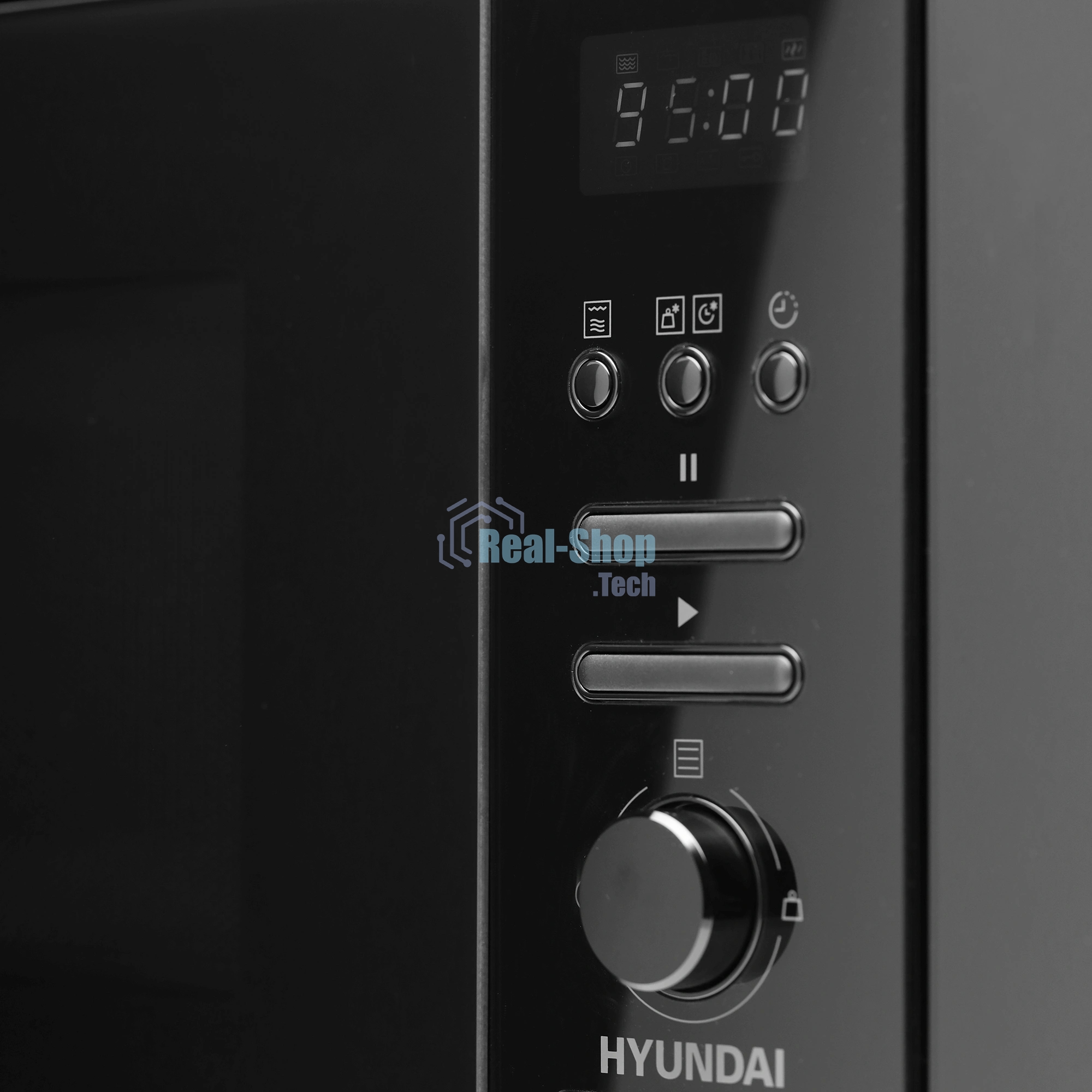 Встраиваемая микроволновая печь Hyundai HBW 2040 BG черный, 20 л, 800 Вт, переключатели - кнопки, поворотный механизм