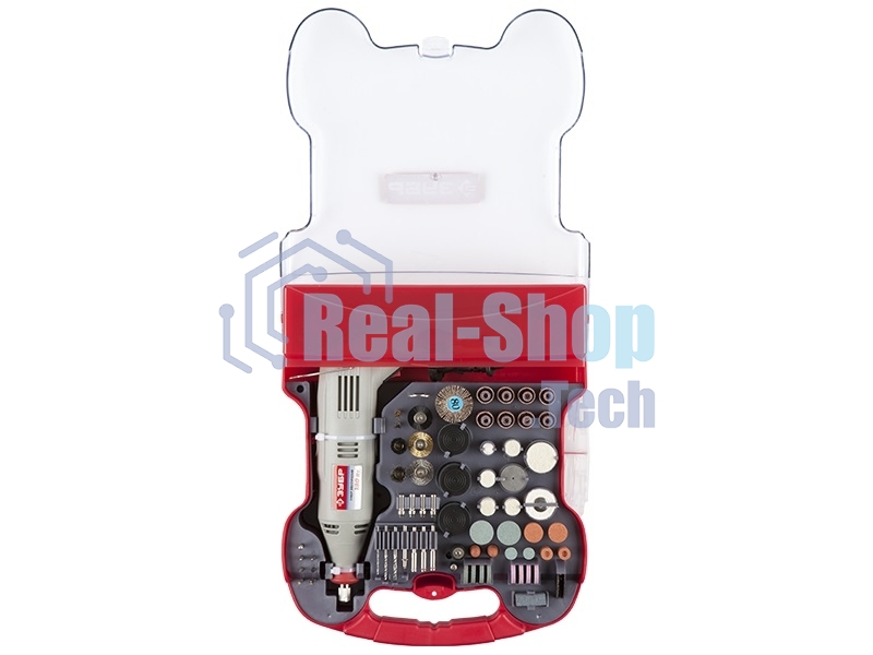 Прямошлифовальная машина (гравер) Зубр Гравер ЗГ-130ЭК H172 электрический с набором мини-насадок в кейсе, 172 предмета