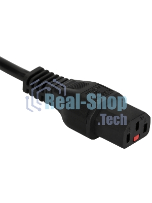 Шнур питания Lanmaster с блокировкой C13-Schuko прямая, 3х0.75, 220В, 10А, черный, 2 м
