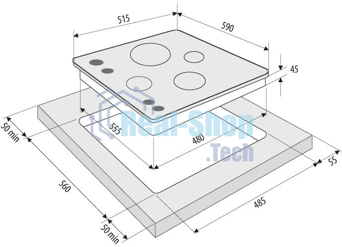 Газовая варочная панель Krona PARTITA 60 IX