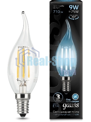 Лампа светодиодная Filament Свеча на ветру E14 9Вт 4100К Gauss 104801209