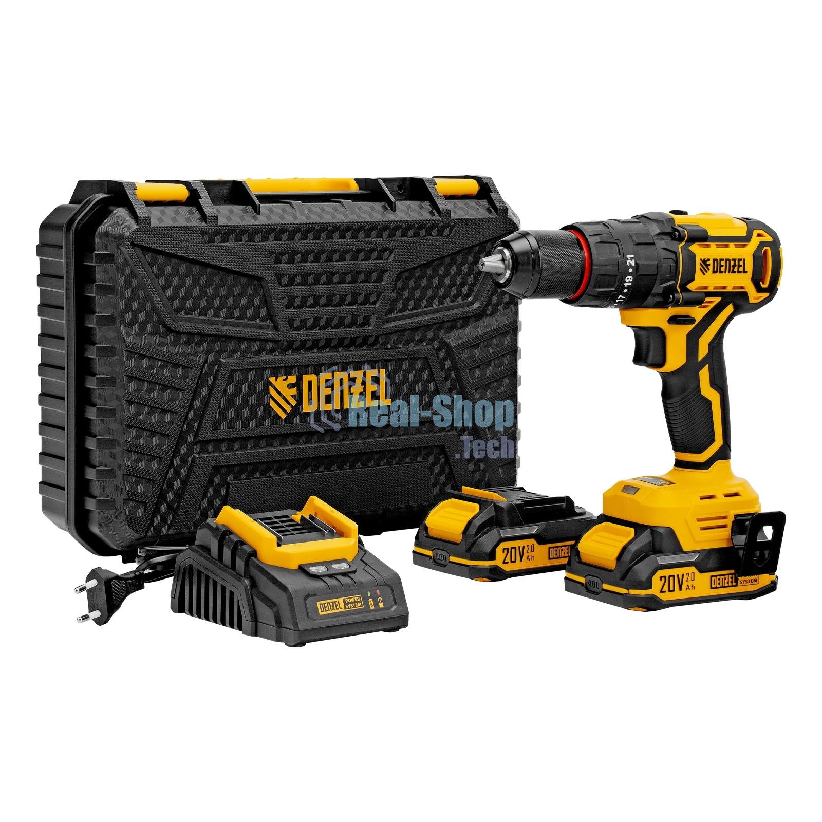 Дрель-шуруповерт аккумуляторная ударная бесщет. Denzel CIDH-BL-20, Li-Ion, 20 В