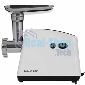 Мясорубка электрическая Galaxy GL 2411 белый, 1200 Вт, 1.3 кг/мин, реверс, защита от перегрузки, металлический лоток, насадки - 5