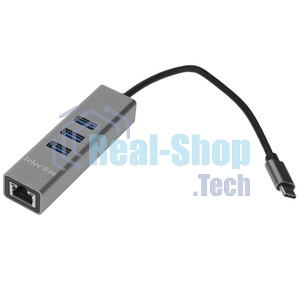 Переходник Telecom USB 3.1 Type-C -->RJ-45 1000Mbps +3 USB3.0, Aluminum Shell, 0.2м Telecom TA311C