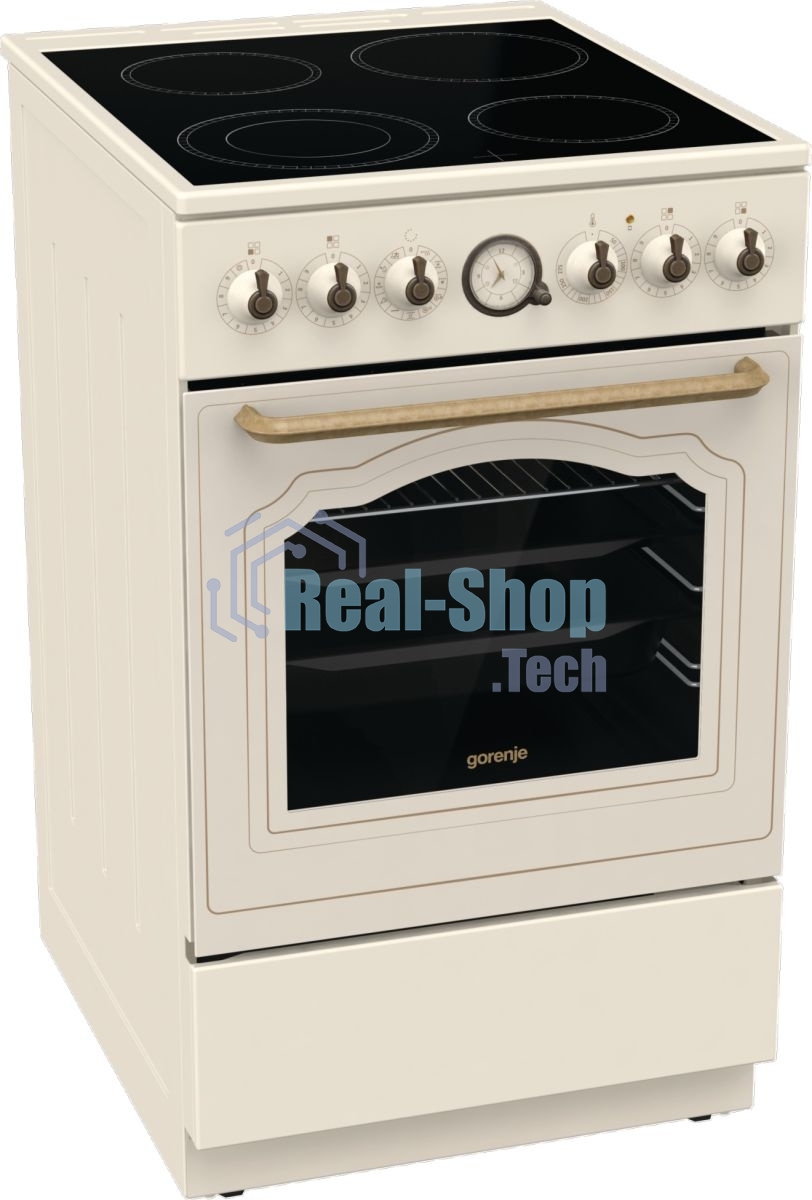 Плита электрическая Gorenje GECS5B70CLI бежевый, конфорок 4 электрических, духовка 70 л, 50 см x 85 см x 59.4 см