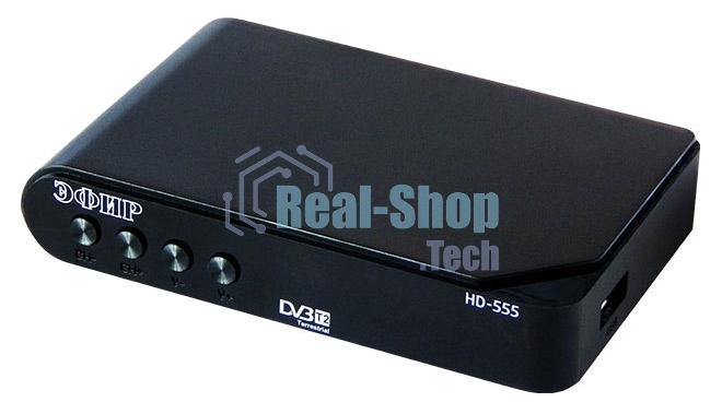 Ресивер эфирный цифровой DVB-T2 HD HD-555 пластик, дисплей, Эфир