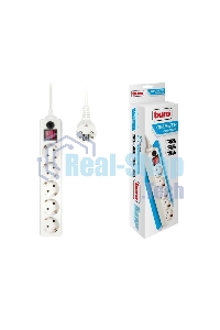 Сетевой фильтр BURO Сетевой фильтр, 5 розеток, 3 метра, (500SH-3-W), белый 992290
