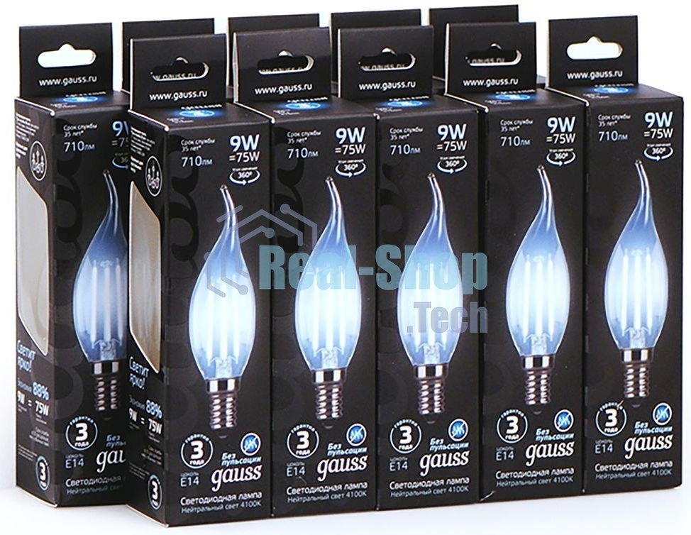 Лампа светодиодная Filament Свеча на ветру E14 9Вт 4100К Gauss 104801209
