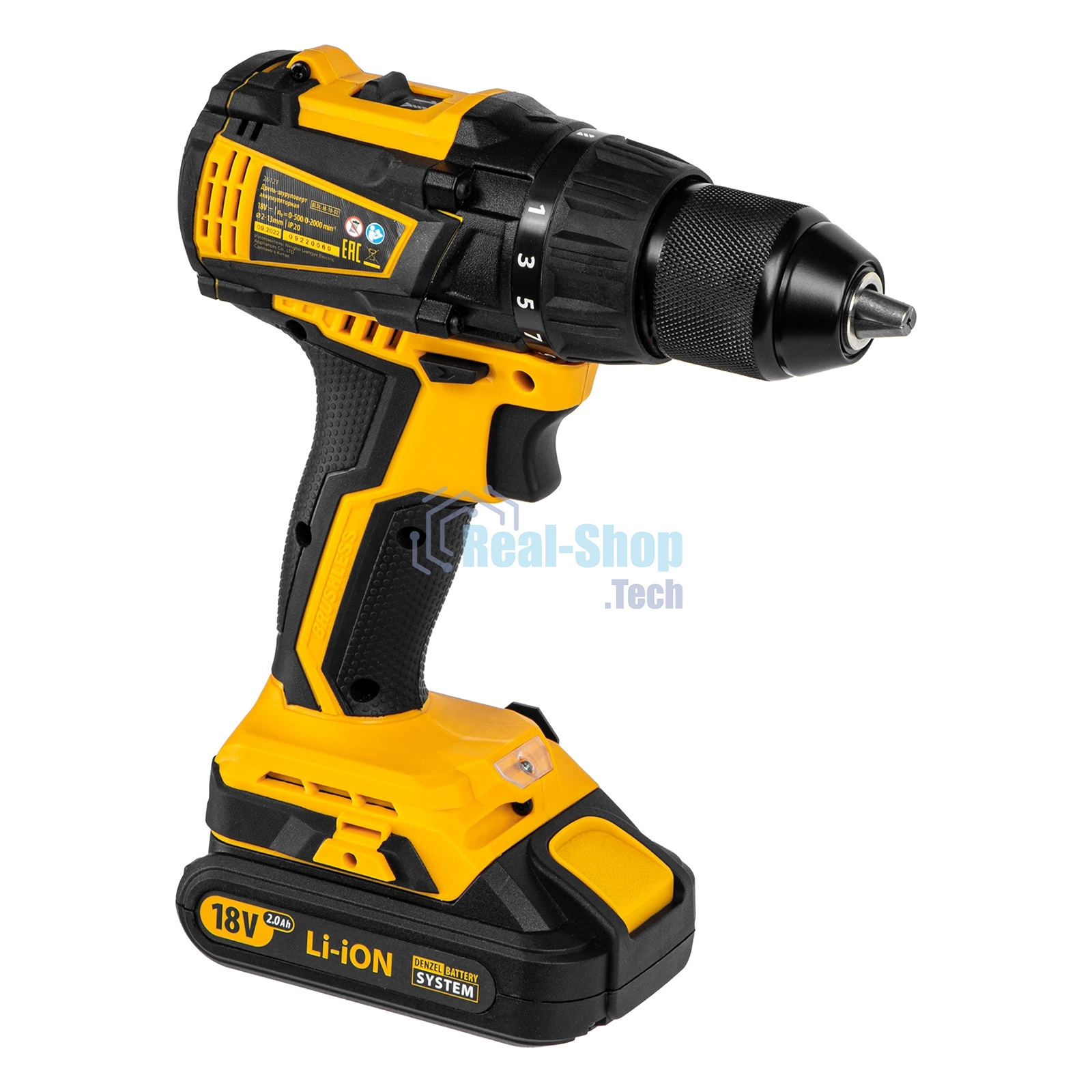 Дрель-шуруповерт аккумуляторная Denzel BLDL-IB-18-02, 18В, 2 АКБ, Кейс