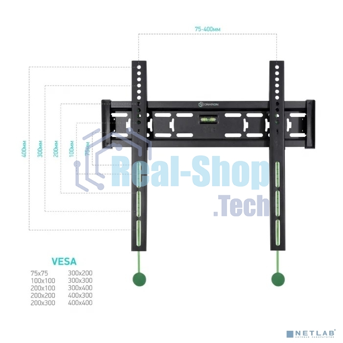 Кронштейн ONKRON FM5/32-55'' макс 400x400 наклон 0º от стены: 29мм макс вес 56,8кг