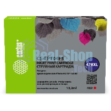 Картридж струйный Cactus CS-EPT04F5 478XL красный (13.2 мл) для Epson Expression Photo HD XP-15000