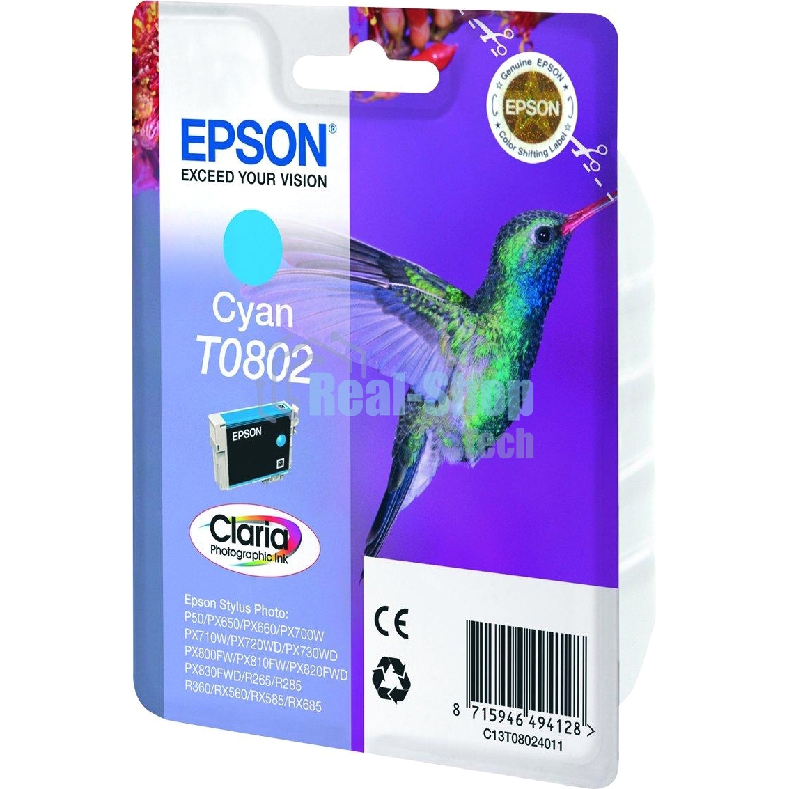 Картридж струйный Epson C13T08024011 голубой для Epson St PhP50/PX660/PX720WD (330 стр.)