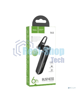 Моно-гарнитура Hoco E63 черный, внутриканальный (моно), Bluetooth, заушное крепление, до 10 ч