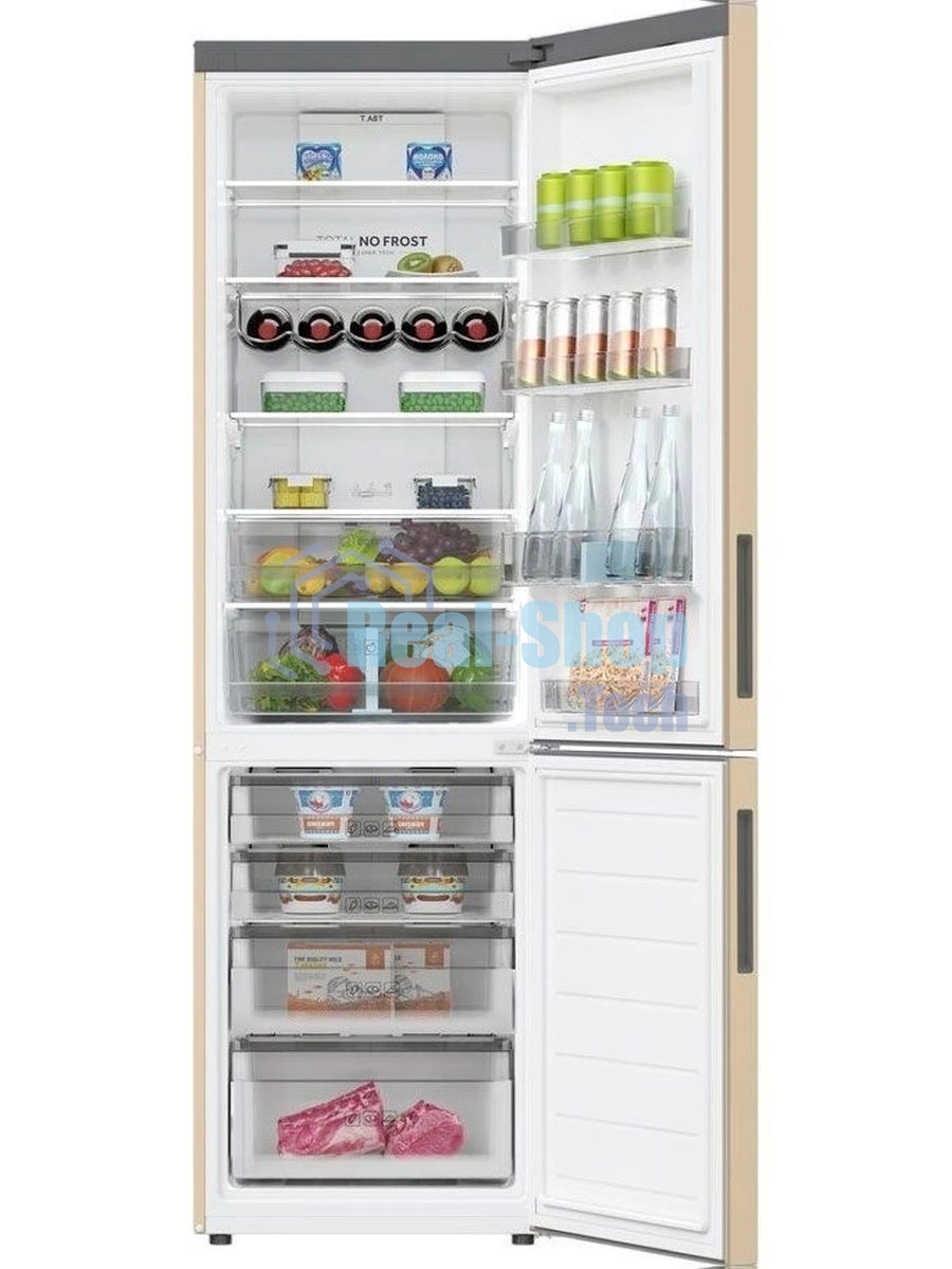 Холодильник Haier C2F637CGGU1 золотистый, двухкамерный, 278/108л, морозилка снизу, No Frost