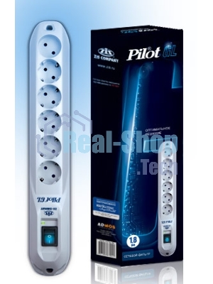 Сетевой фильтр Pilot GL 1.8 м (6 розеток) белый (коробка)