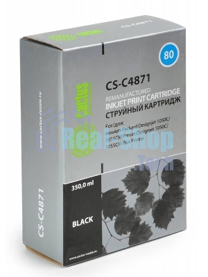 Картридж струйный Cactus CS-C4871 №80 черный (350 мл.) для HP DesignJet 1050C/1055CM/1000