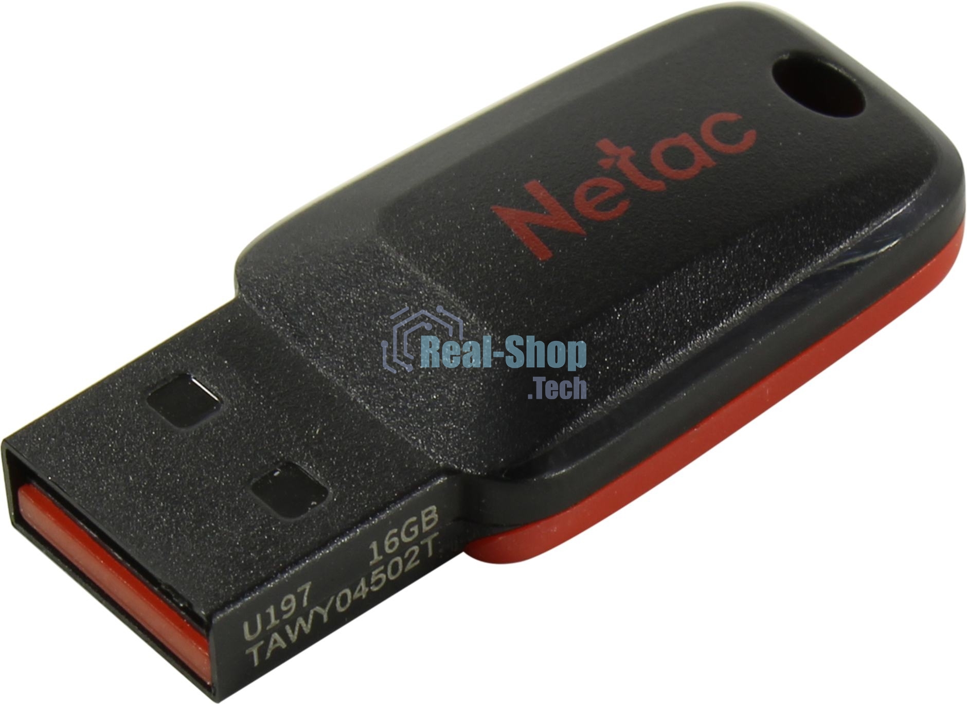Флешка USB Netac U197 16Gb NT03U197N-016G-20BK, USB 2.0, пластиковая, черная