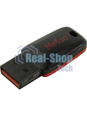 Флешка USB Netac U197 (NT03U197N-016G-20BK), 16Gb, USB 2.0, R/W 25/10, черный/красный