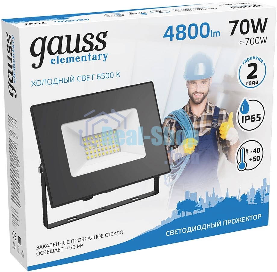 Прожектор светодиодный Gauss LED 70Вт IP65 6500К черный