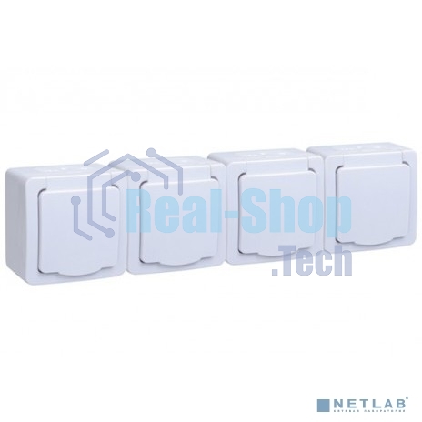 Розетка 4-м ОП Гермес Plus РСб24-3-ГПБб с защ. крышкой с заземл. IP54 белый ИЭК ERMP42-K01-16-54-EC