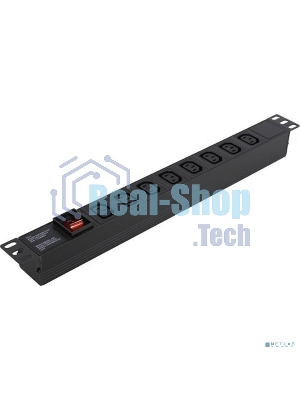Блок розеток горизонтальный ExeGate ServerPro PDU-19H808 Al-8С13-C14-SW, 1U, Алюминий, 8 IEC 320 C13, С14, выкл. с подсветкой, черный