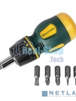 Набор KRAFTOOL 26190-H7 отвертка реверсивная с битами SL3/5/6мм PH1/2/3 7шт