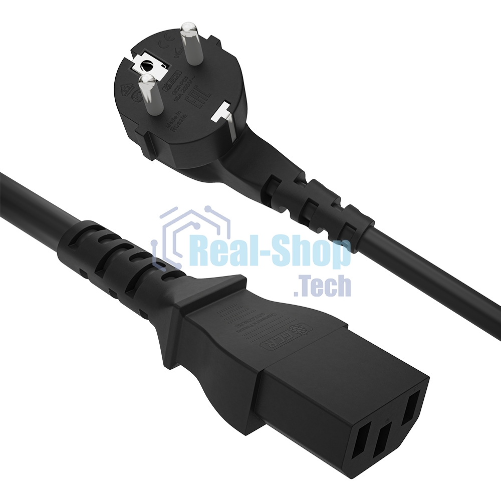 Кабель питания Greenconnect GCR-54377 PROF 2.0m, Евровилка угловая - С13, 3*1,0 мм, черный