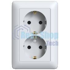 Розетка 2-м СП Хит 16А 250В без защ. шторок с заземл. бел. SchE RS16-236-B