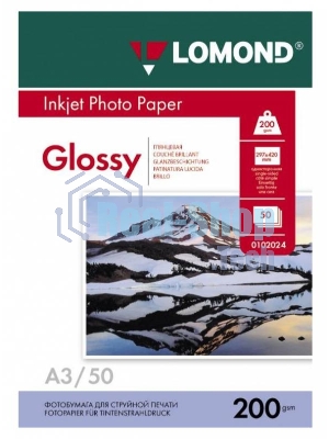Бумага Lomond 0102024 A3/200г/м2/50л./белый глянцевое для струйной печати