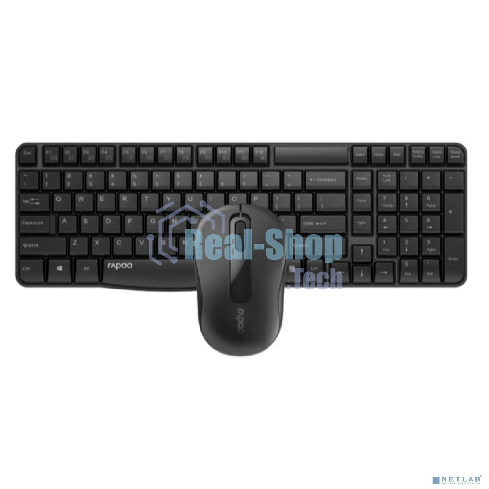 Клавиатура + мышь Rapoo X1800S клав:черный мышь:черный USB беспроводная