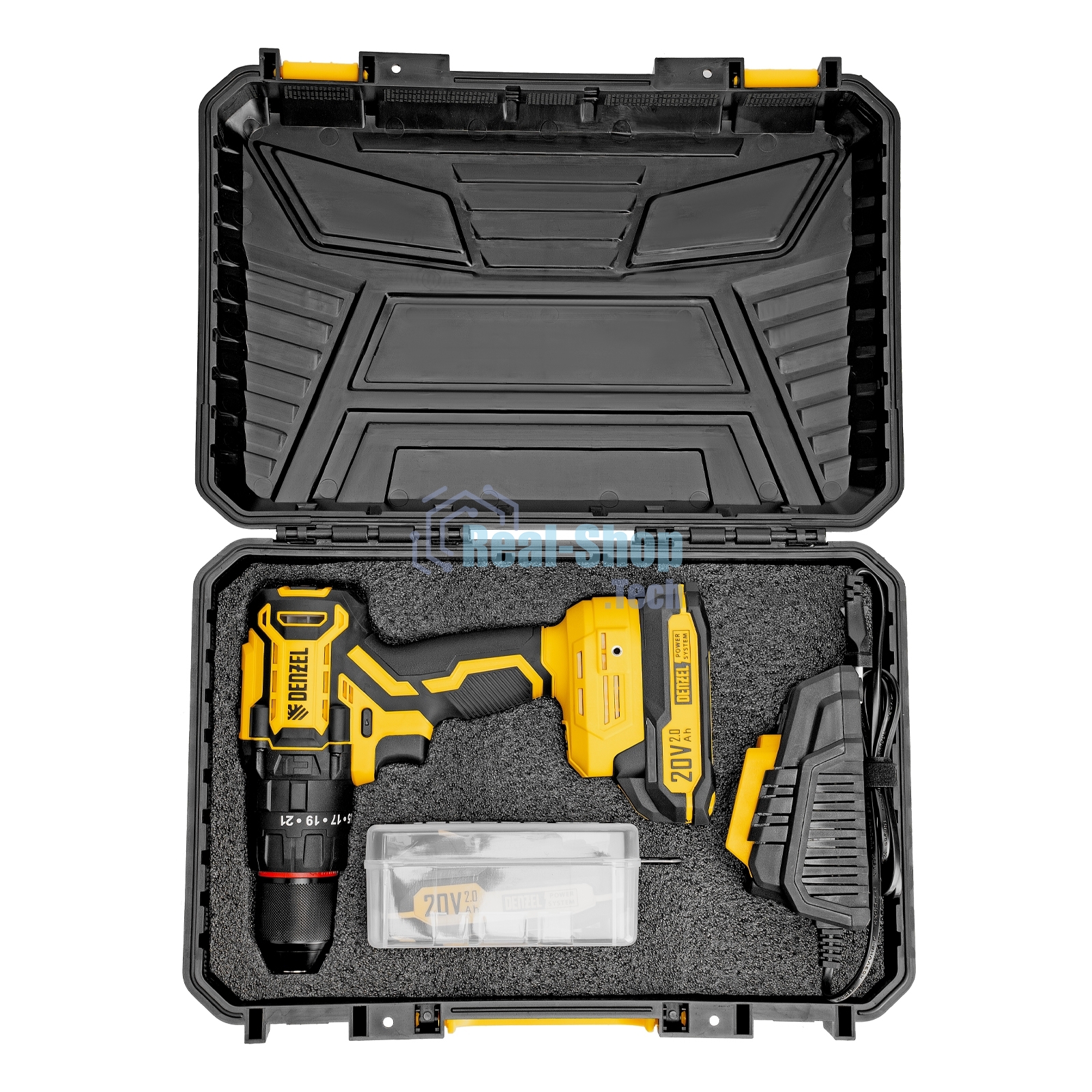 Дрель-шуруповерт аккумуляторная ударная бесщет. Denzel CIDH-BL-20, Li-Ion, 20 В