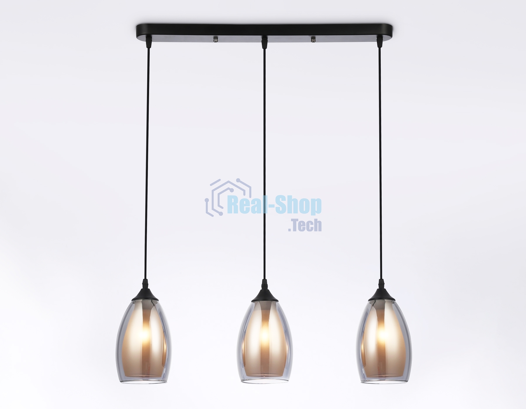 Светильник Ambrella light TR3537/3 BK/SM/FR черный/дымчатый/белый матовый E27/3 max 40W 640*120*820
