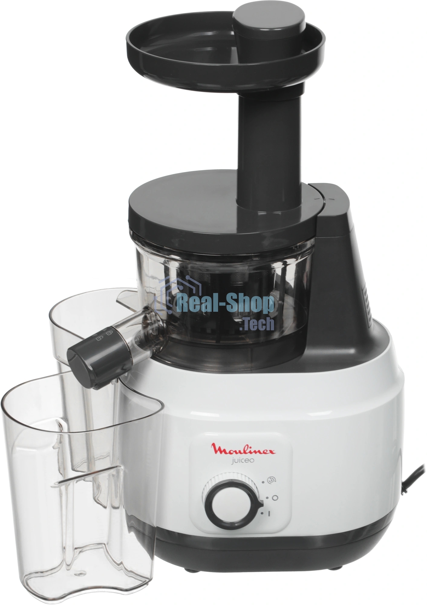 Соковыжималка Moulinex ZU150110 белый/черный, шнековая вертикальная, 150 Вт, 800 мл, электронное, реверс