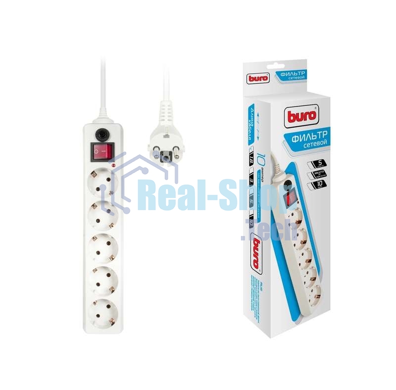 Сетевой фильтр Buro 500SH-1.8-W 1.8 м (5 розеток) белый (коробка)