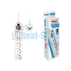 Сетевой фильтр Buro 500SH-1.8-W 1.8 м (5 розеток) белый (коробка)