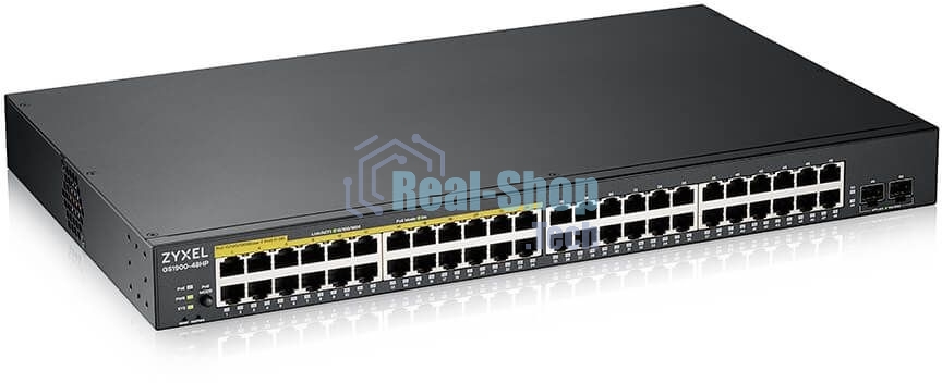 Kоммутатор Zyxel GS1900-48HPv2 Smart L2 PoE + switch, rack 19 