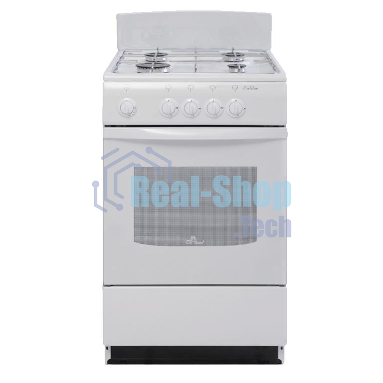 Плита газовая De Luxe 5040.38Г (Щ) белый, конфорок 4 шт, духовка 43 л, 50 см x 85 см x 50 см