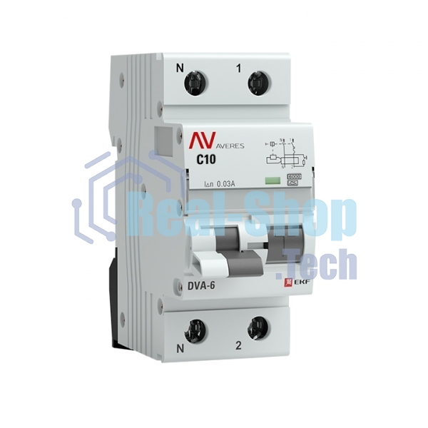 Выключатель автоматический дифференциального тока Averes DVA-6 Диф. Автомат (C) 1P+N 10А/30мА тип А 6кА
