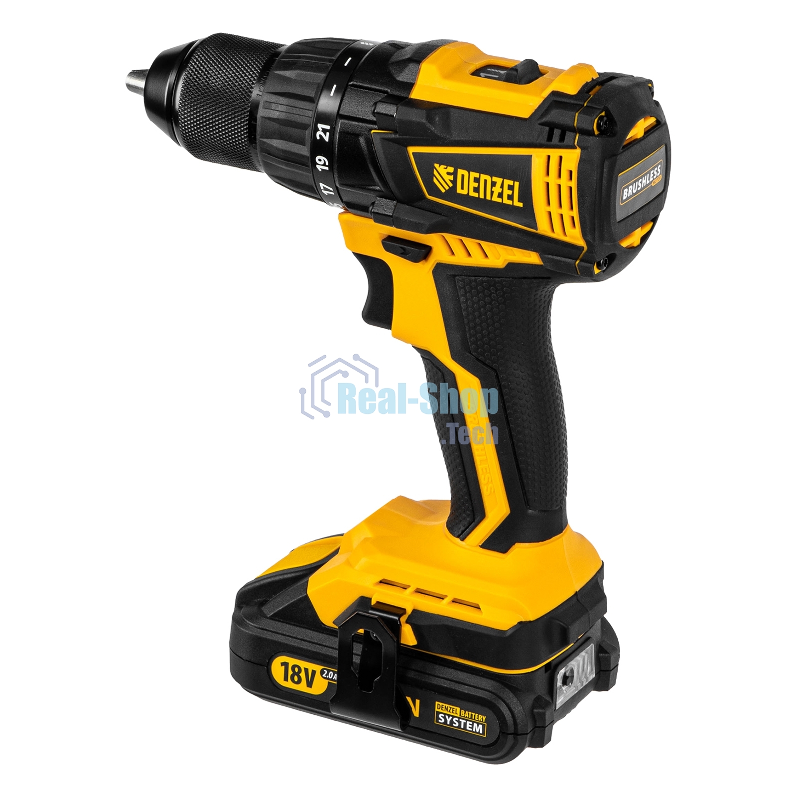 Дрель-шуруповерт аккумуляторная Denzel BLDL-IB-18-02, 18В, 2 АКБ, Кейс