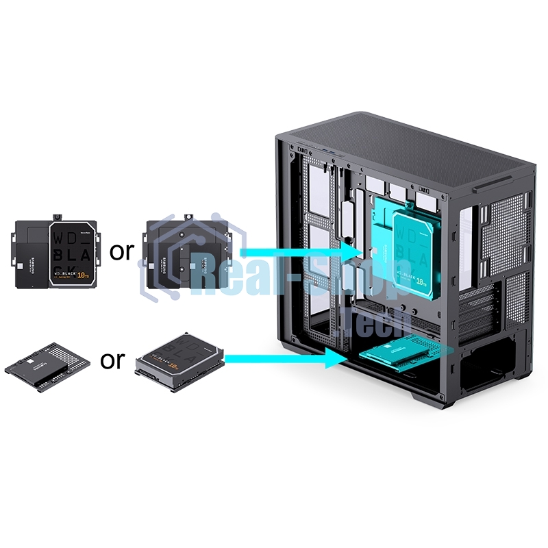 Корпус без блока питания Корпус JONSBO D300 Black MATX без БП, боковая панель из закаленного стекла, mini-ITX, micro-ATX, черный