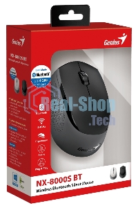 Мышь беспроводная Genius NX-8000S BT черный, 1200 dpi, радиоканал, Bluetooth, USB, кнопки - 3